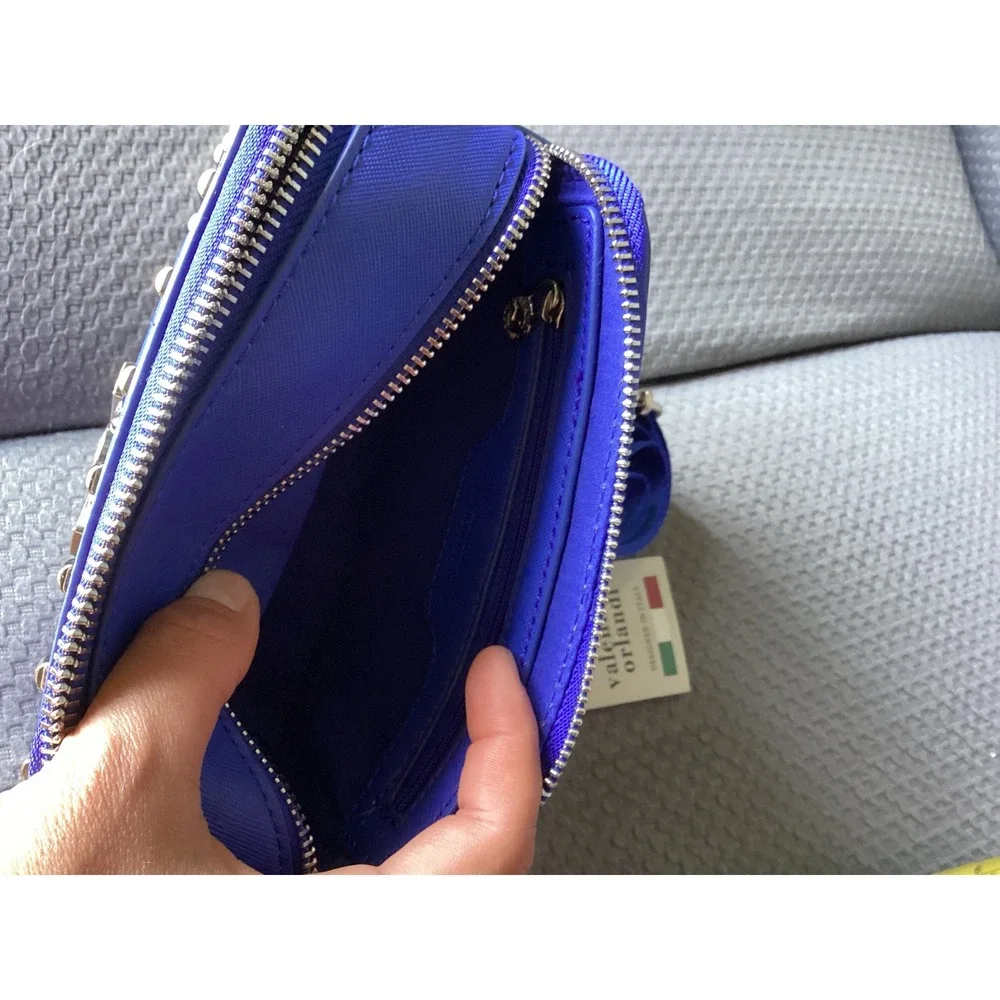 VIANEL Crossbody Bag‎ Studded Camera Bag Navy Blue Adjustable Strap